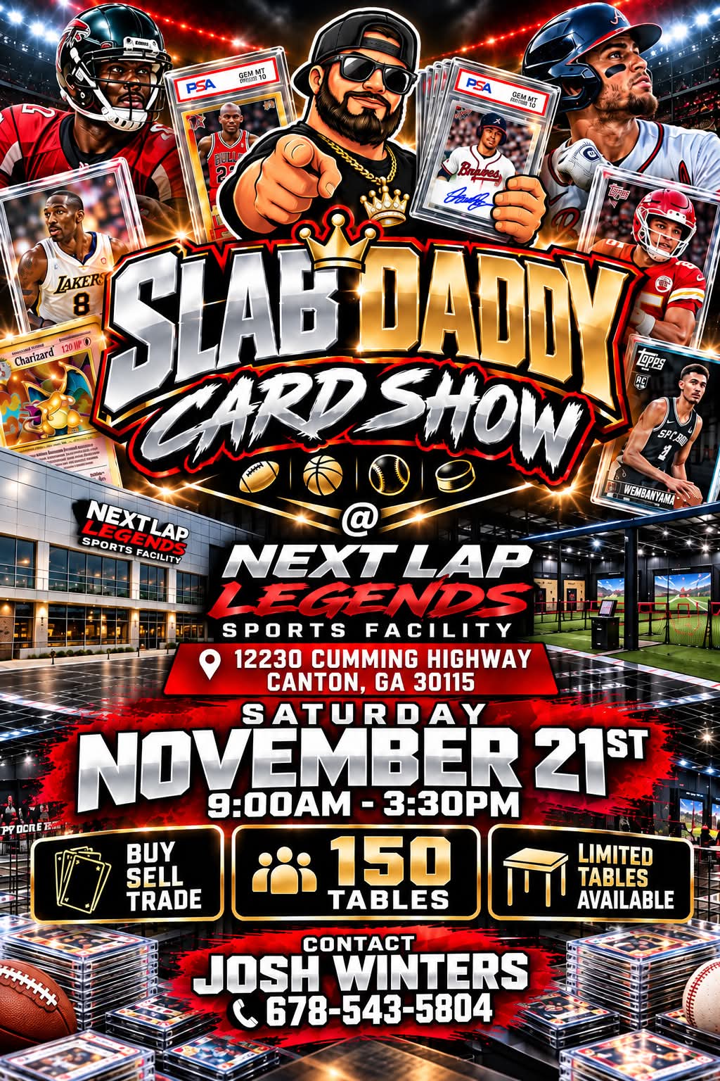 Event flyer for Alpharetta Sports Card Show