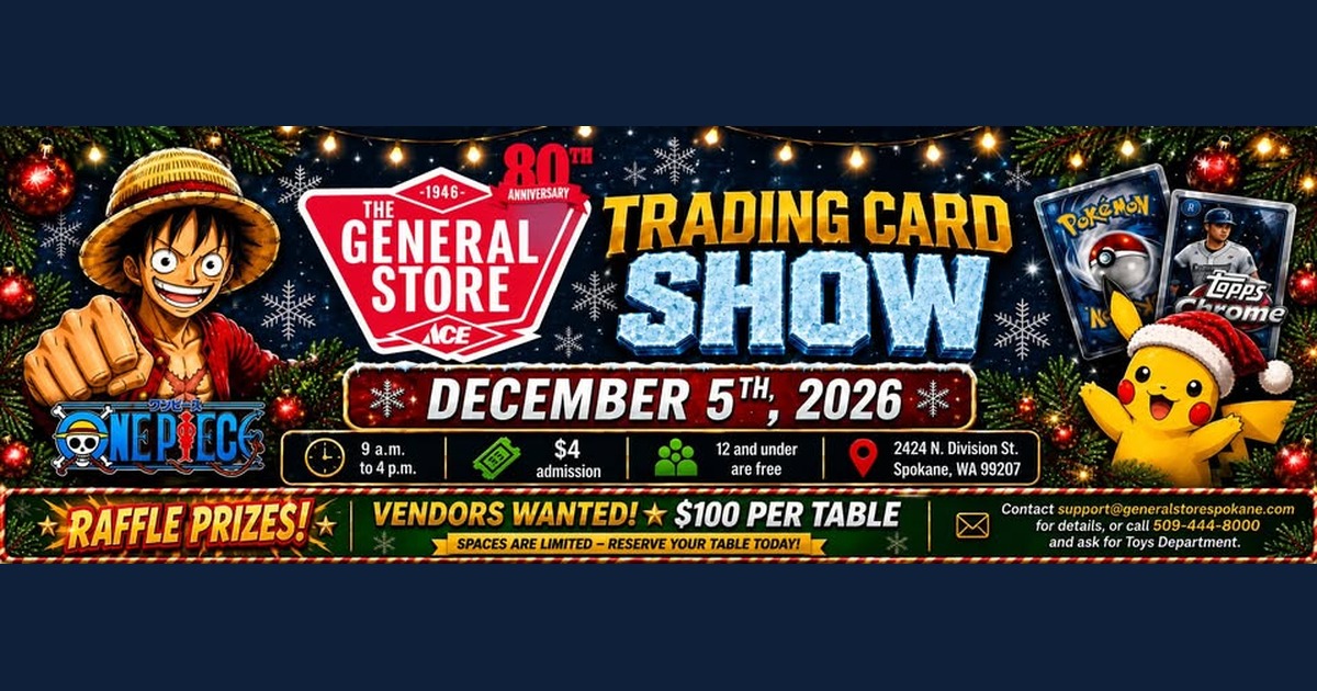 Event flyer for The General Store Trading Card Show
