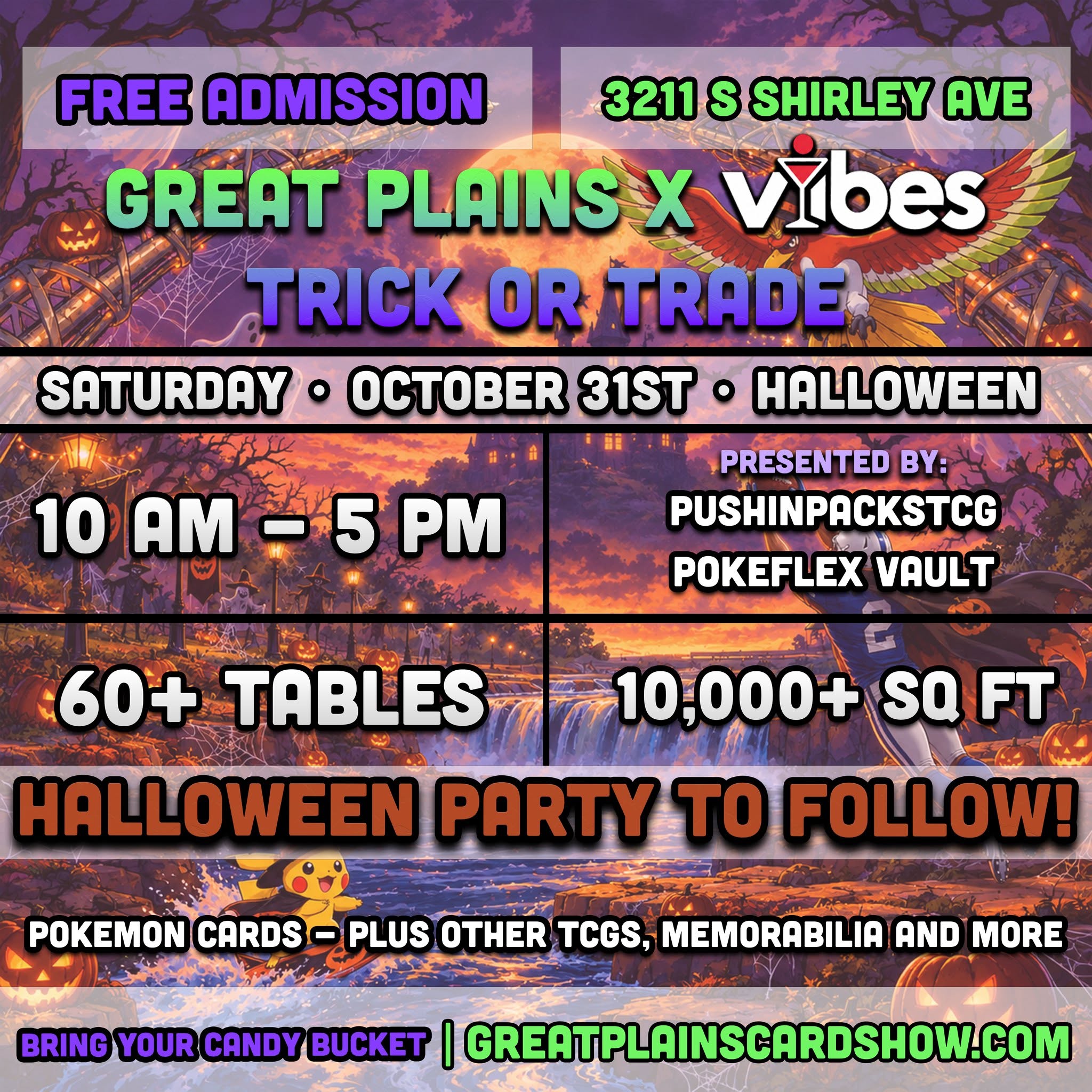 Event flyer for Great Plains x Vibes Trick or Trade