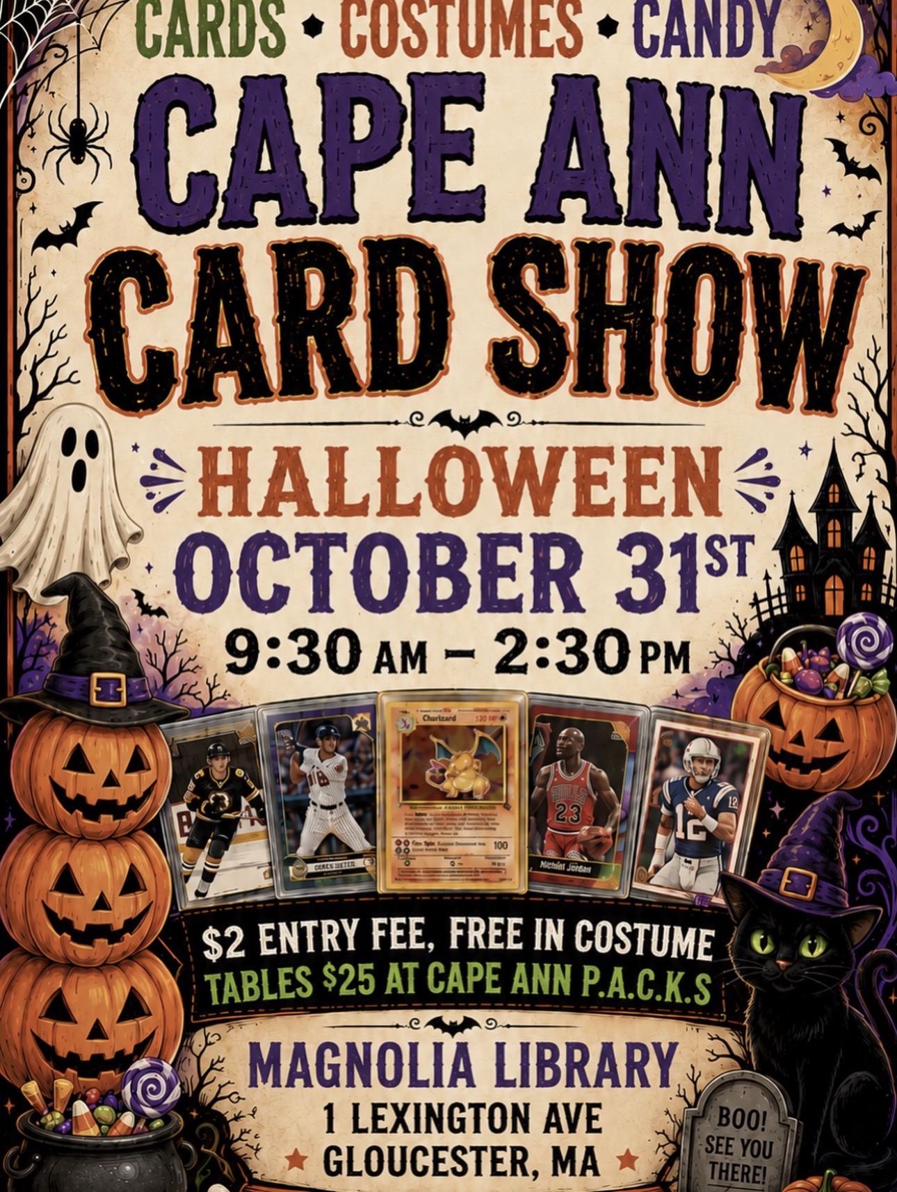 Event flyer for Cape Ann Card Show