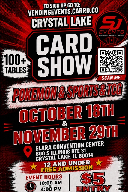 Event flyer for October 18th┃ Pokemon & Sports & TCG Card Show