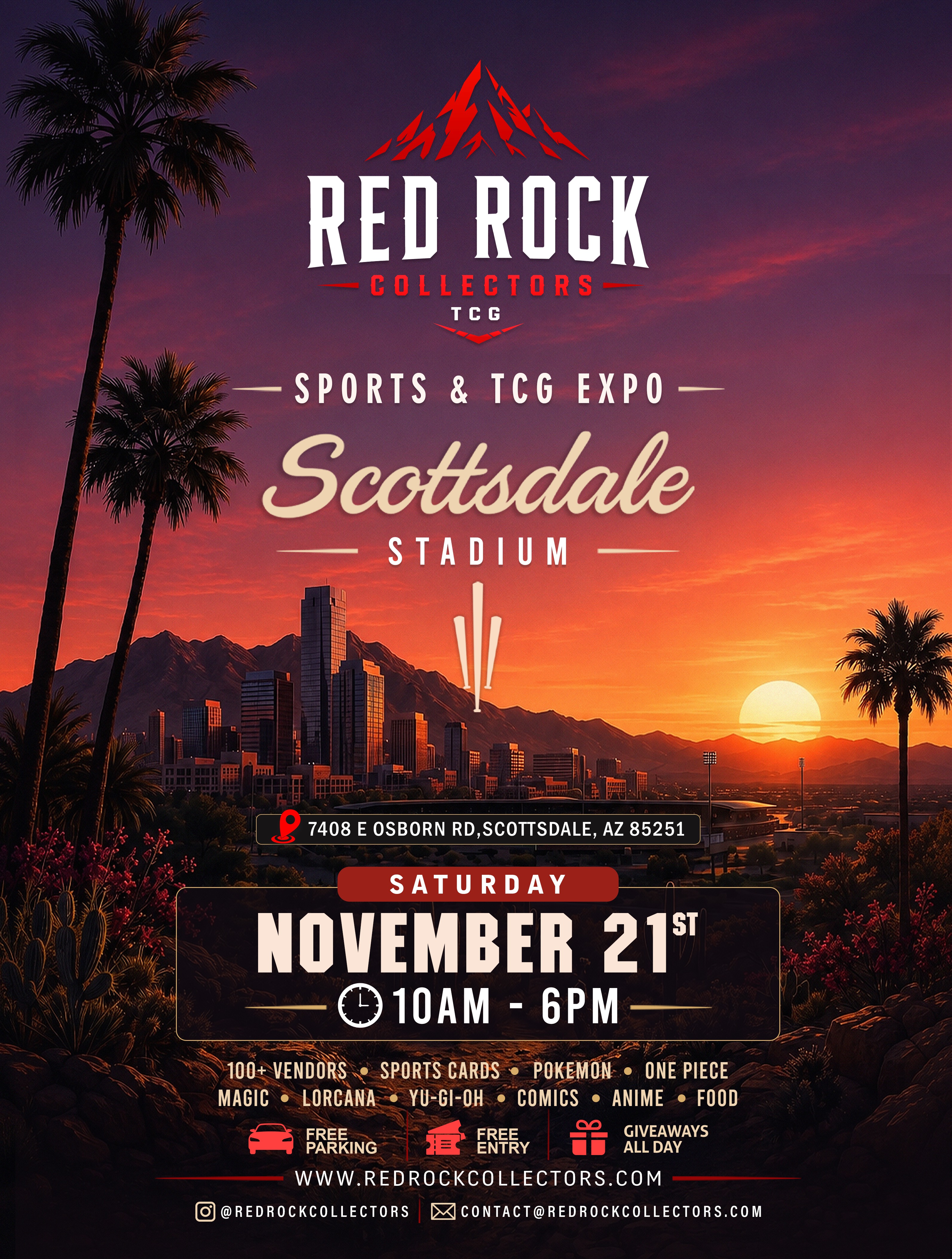 Event flyer for Red Rock Collectors Sports & TCG Expo