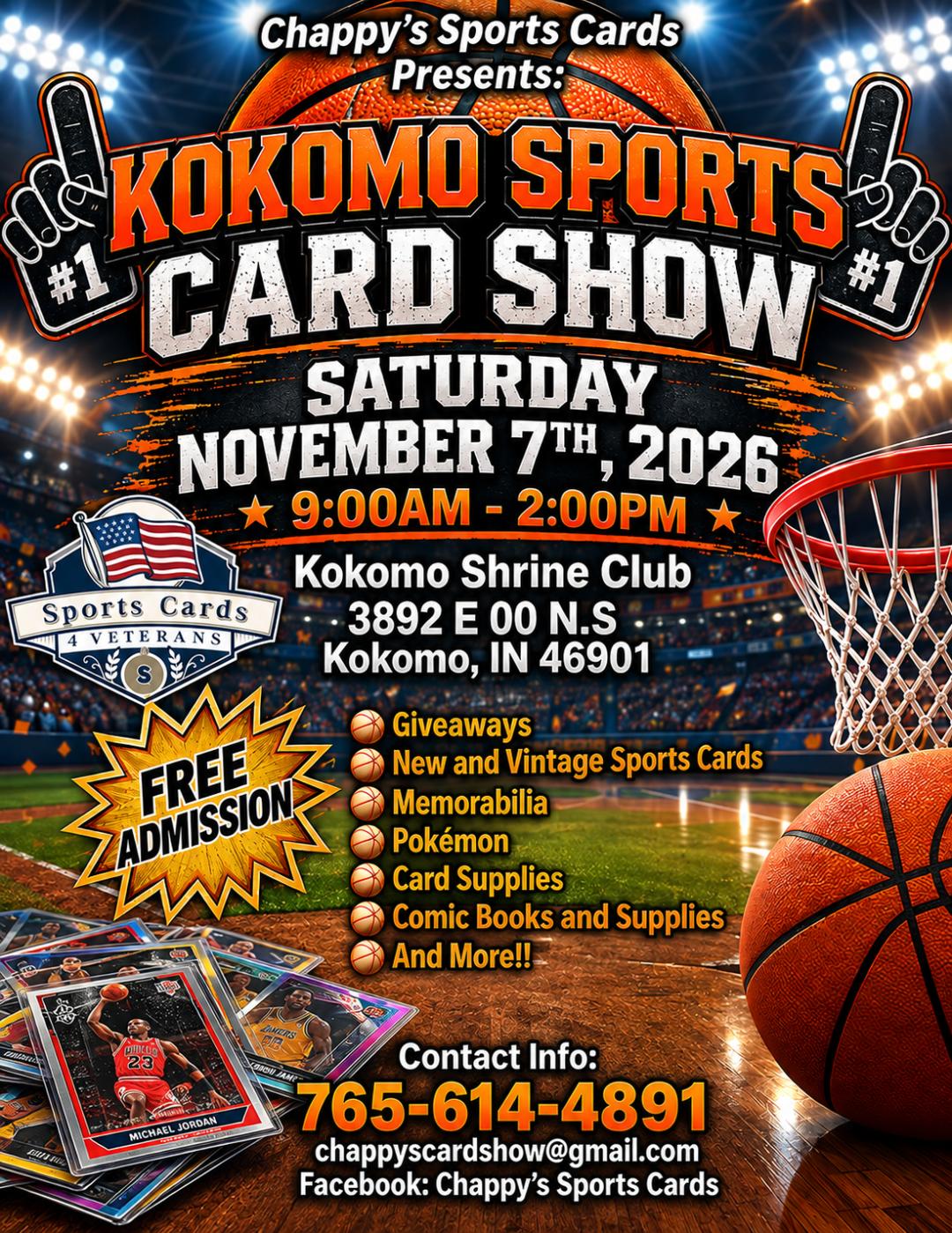 Event flyer for Kokomo Sports Card Show