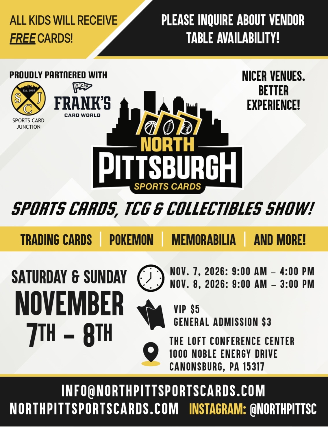 Event flyer for North Pittsburgh Sports Cards November 5 Show