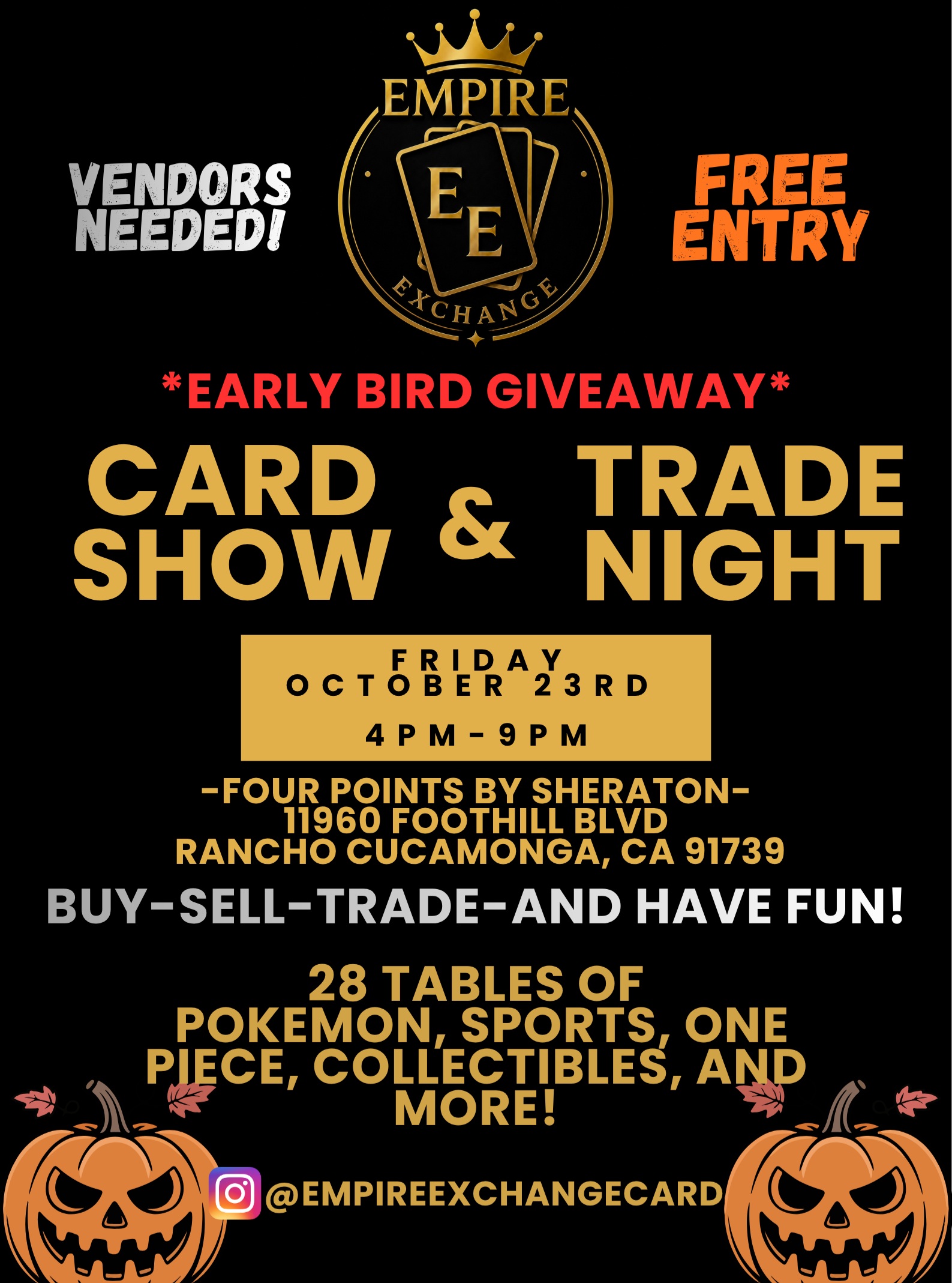 Event flyer for Empire Exchange Card Show & Trade Night