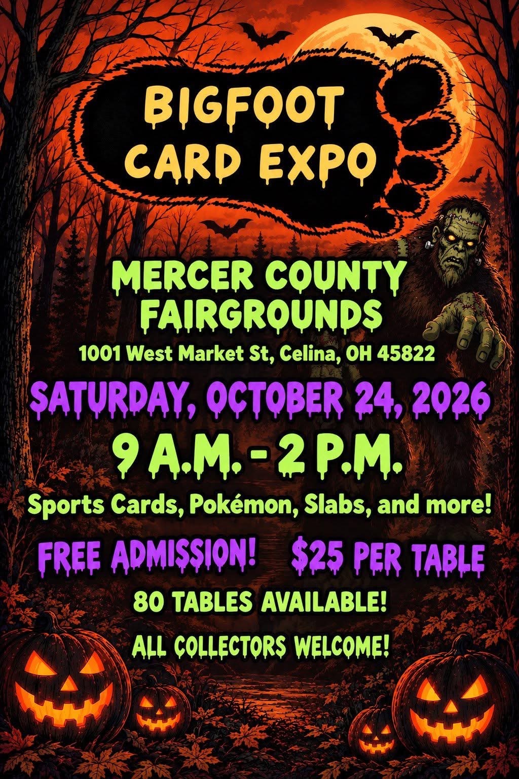 Event flyer for Bigfoot Card Expo