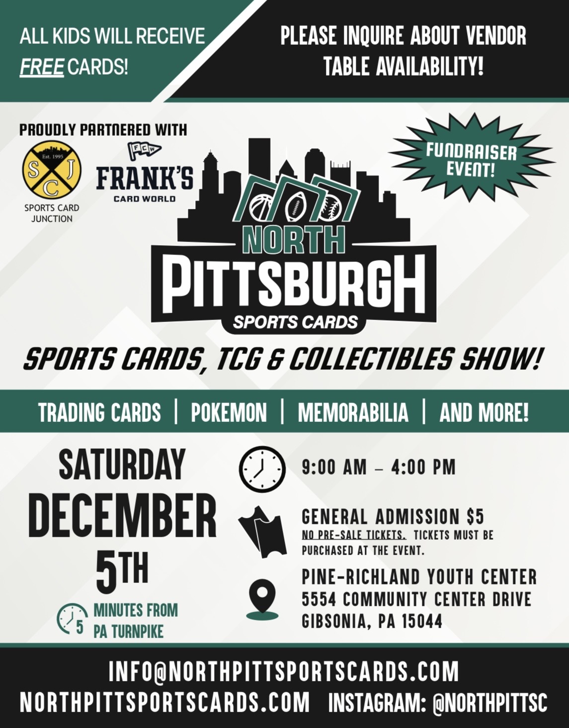 Event flyer for North Pittsburgh Sports Cards December Show