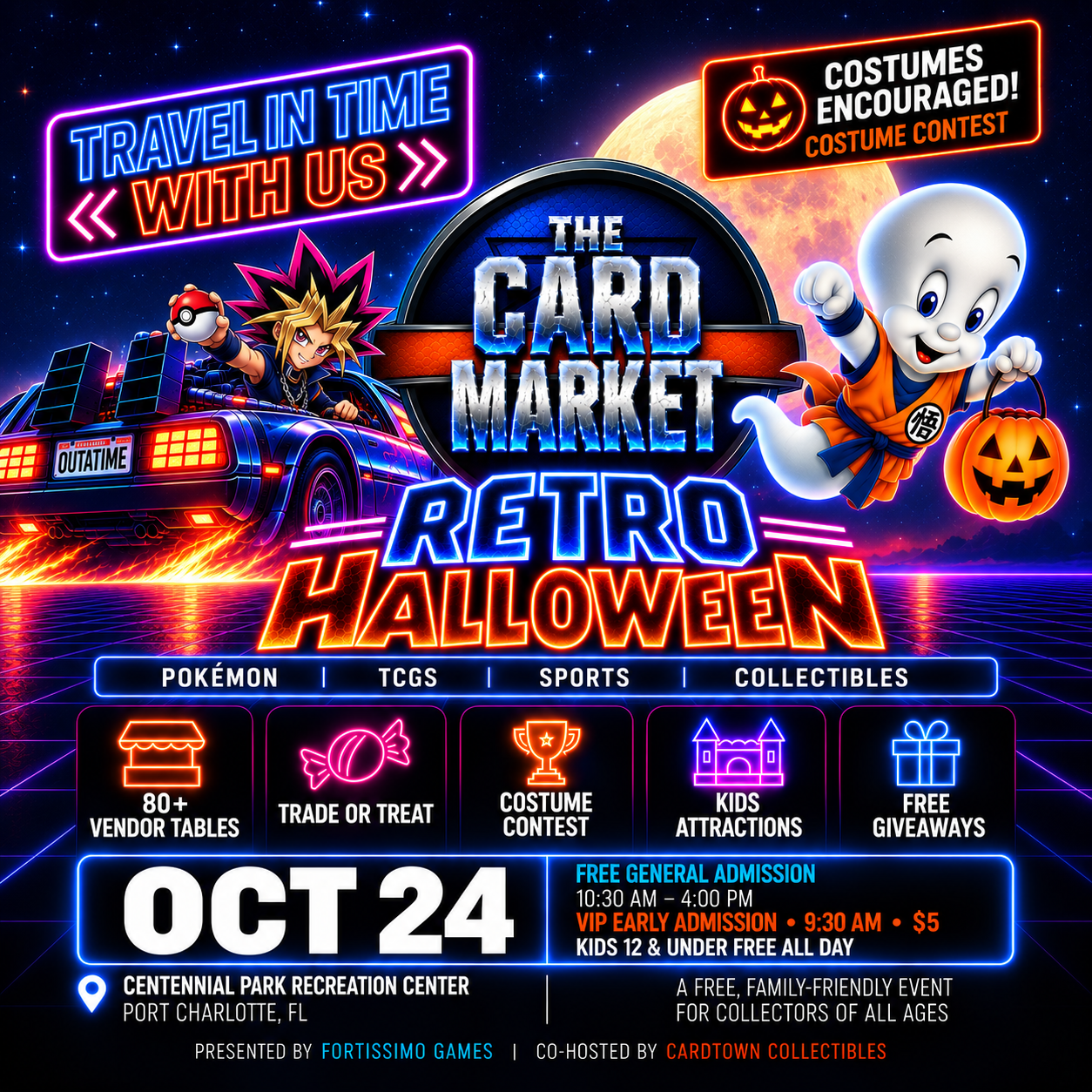 Event flyer for The Card Market - Retro Halloween