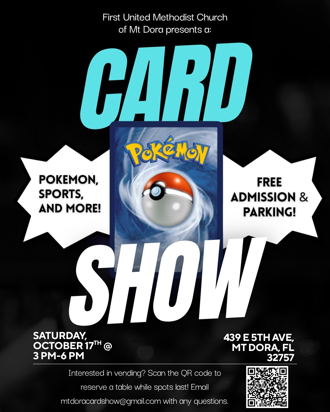 Event flyer for Mount Dora Card Show